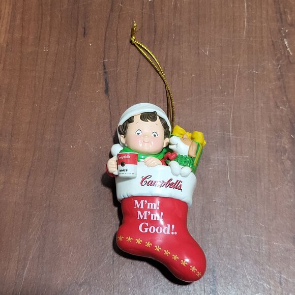 Campbells Soup Mm Mm Good Christmas Tree Ornament Stocking 2001 - Picture 1 of 8